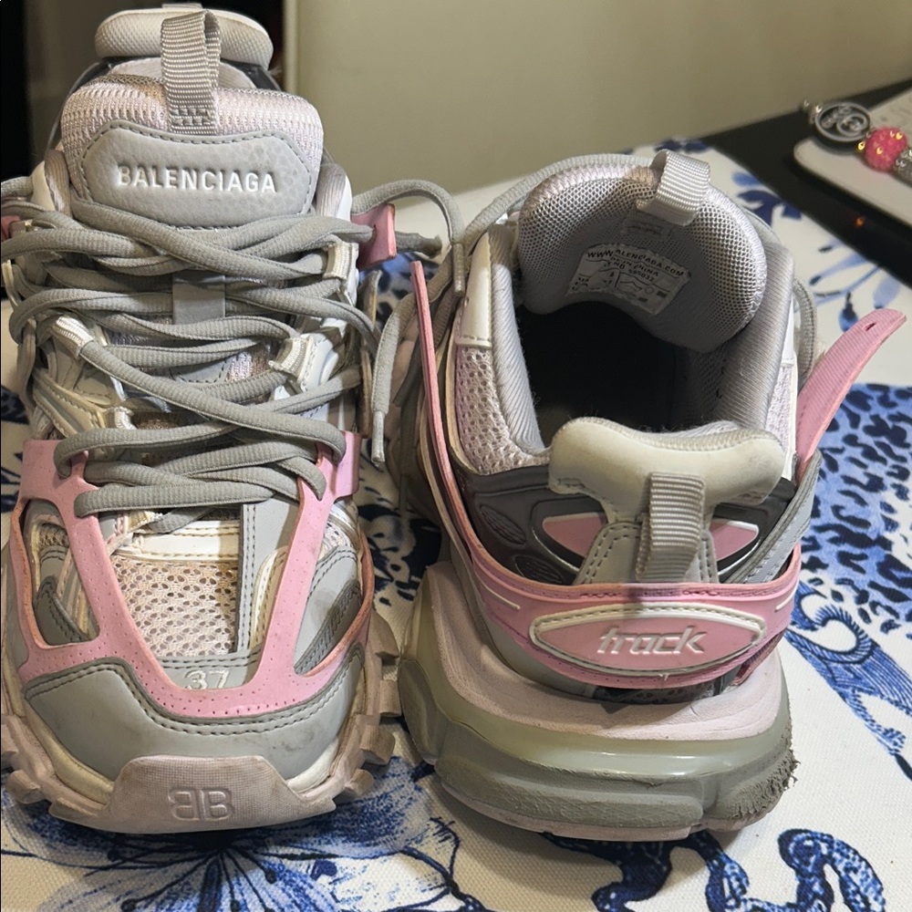 Balenciaga Authentic LED Track Sneakers in Gray and Pink with COA No Box-ON SALE - Picture 10 of 16